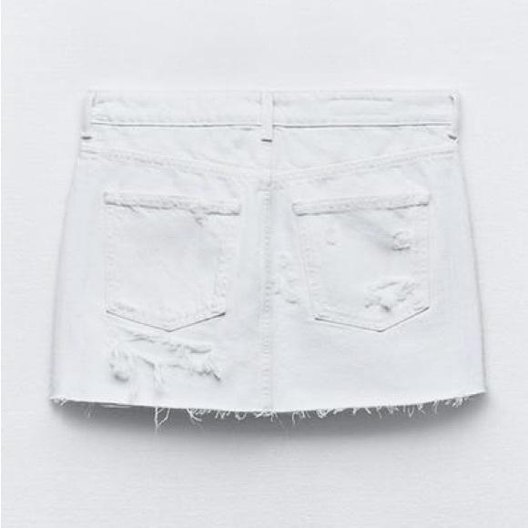 Zara RIPPED TRF DENIM Jean MINI SKIRT White Size S NEW - Picture 11 of 14